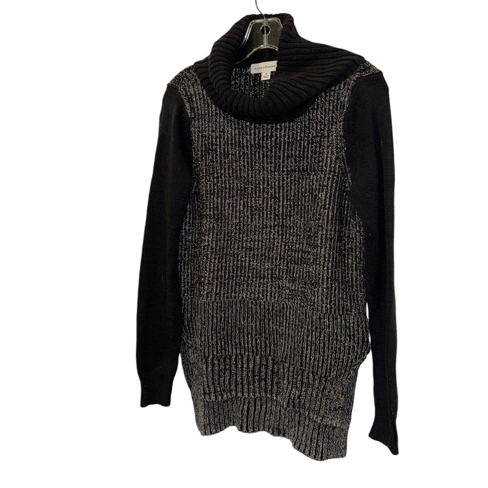 white + warren black and white marl knit block sweater side slits M
